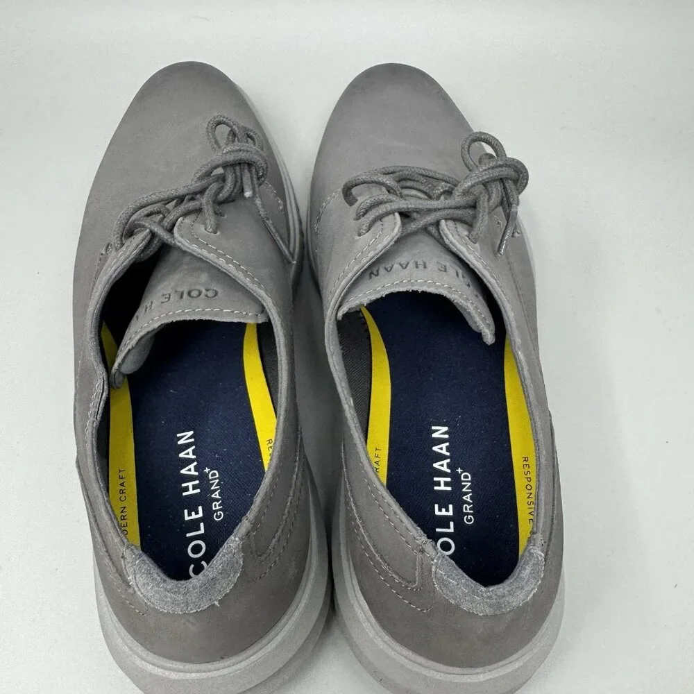 Cole Haan Grand+ Plain Toe  Nubuck Gray Casual Dress Shoes Mens 10.5
